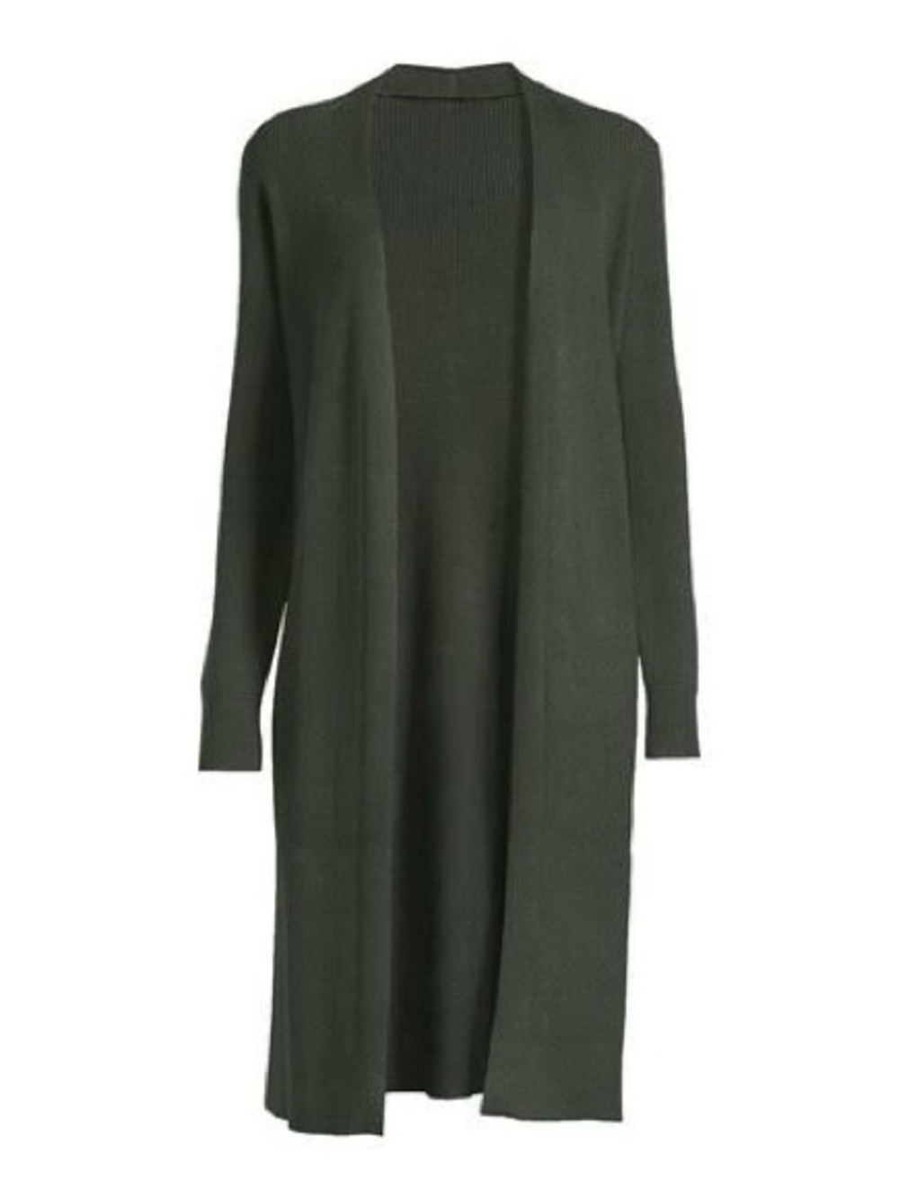 Max Studio Olive Green Long Open-Front Cardigan